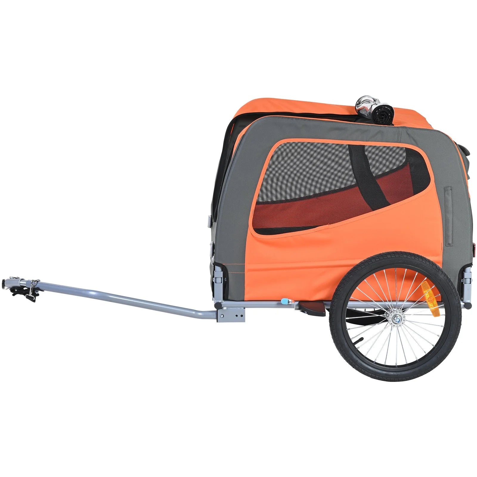 VEVOR Premium Dog Bike Trailer - Lightweight Pet Carrier for Biking, 66 Lbs Capacity, Easy-Fold Design, Quick Release Wheels & Reflectors, Collapsible for Storage - Orange/Gray