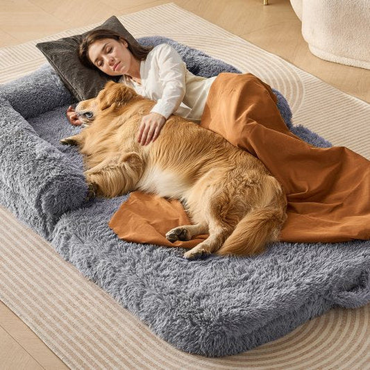 Large 72" x 48" VEVOR Human Dog Bed - Washable PV Velvet Comfort for Pets and Owners