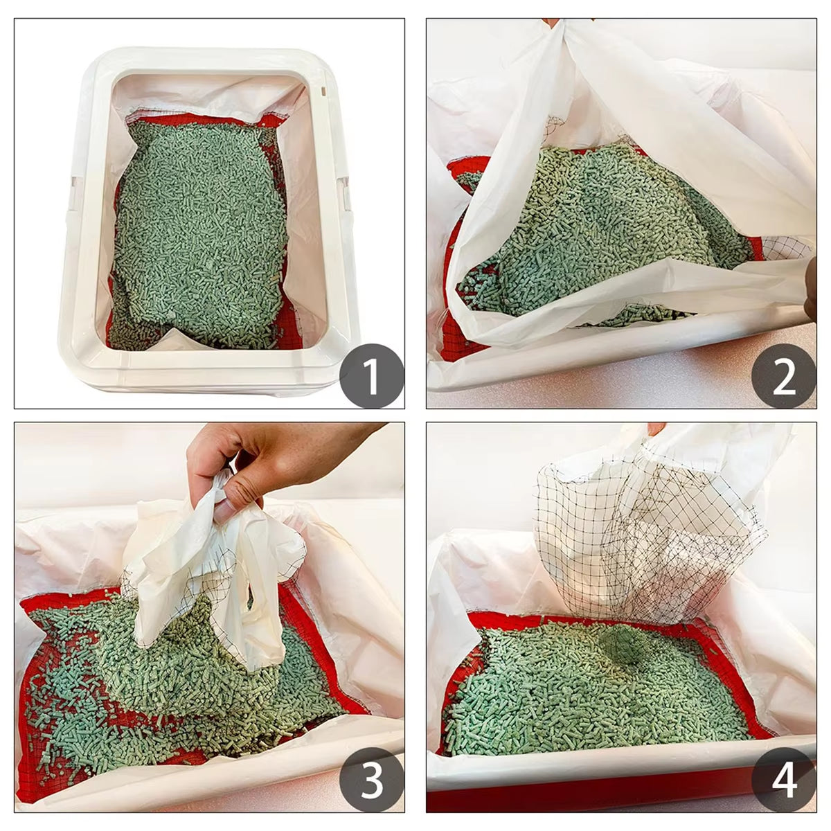 10Pcs Cat Litter Tray Liners Drawstring Cat Litter Tray Bags with Filter Net Reusable Cat Waste Filter Net Cat Pets Cleaning