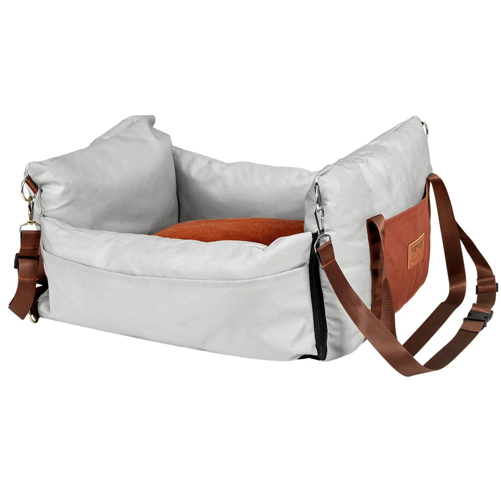 VEVOR Compact Dog Booster Car Seat - Safe & Cozy Pet Seat for Small Dogs up to 25 lbs - Gray