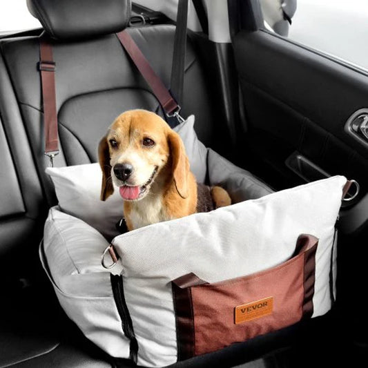 VEVOR Compact Dog Booster Car Seat - Safe & Cozy Pet Seat for Small Dogs up to 25 lbs - Gray