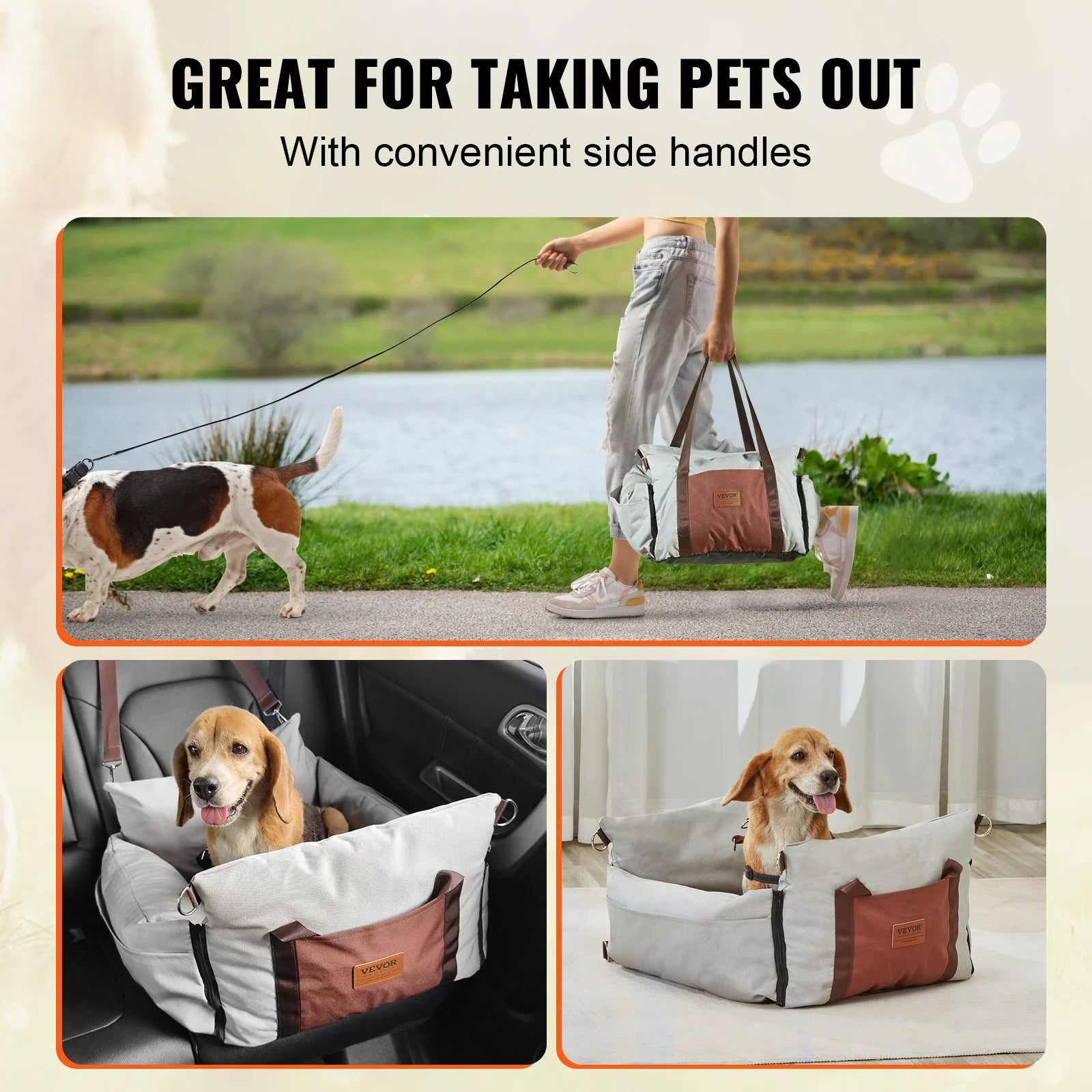 VEVOR Compact Dog Booster Car Seat - Safe & Cozy Pet Seat for Small Dogs up to 25 lbs - Gray