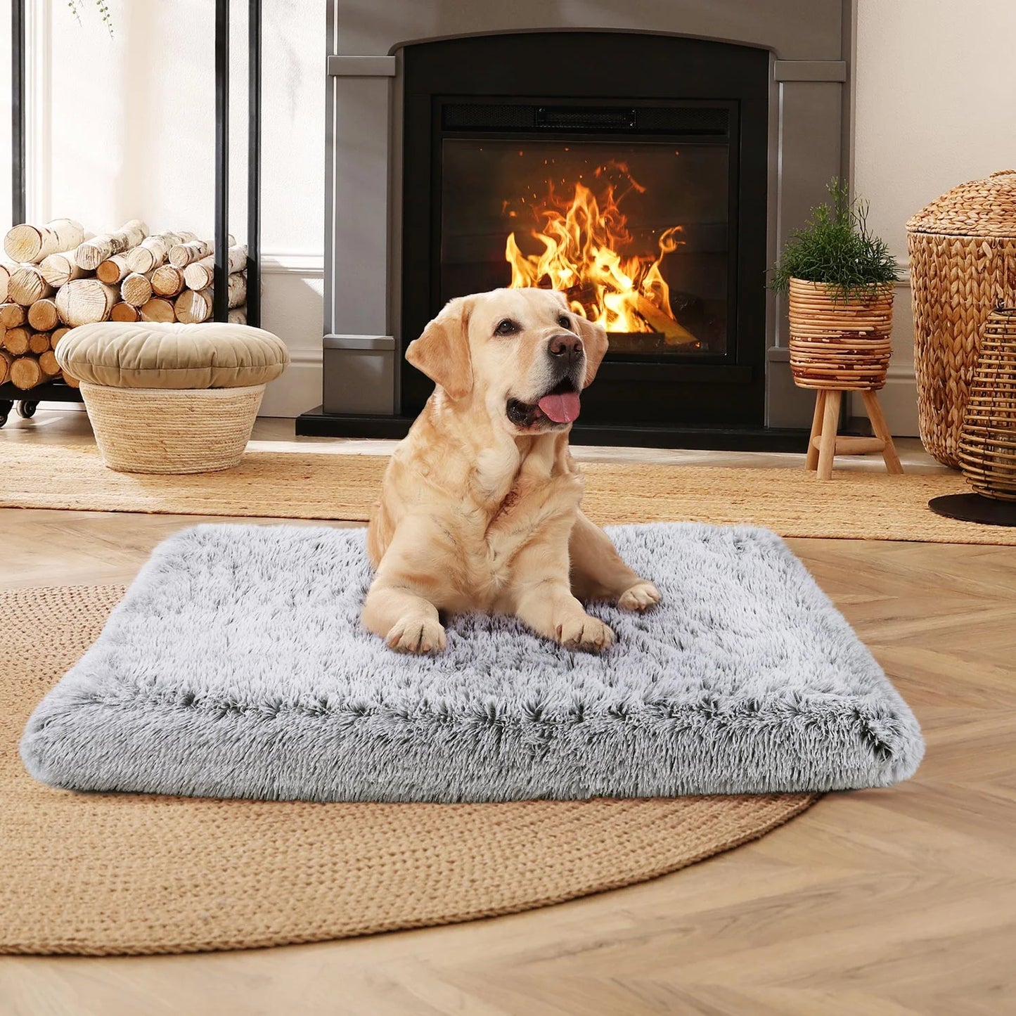 Cozy Orthopedic Dog Bed for Large and Medium Dogs - Washable Memory Foam Egg Crate Design, 36"x28", Plush and Calming, Gray