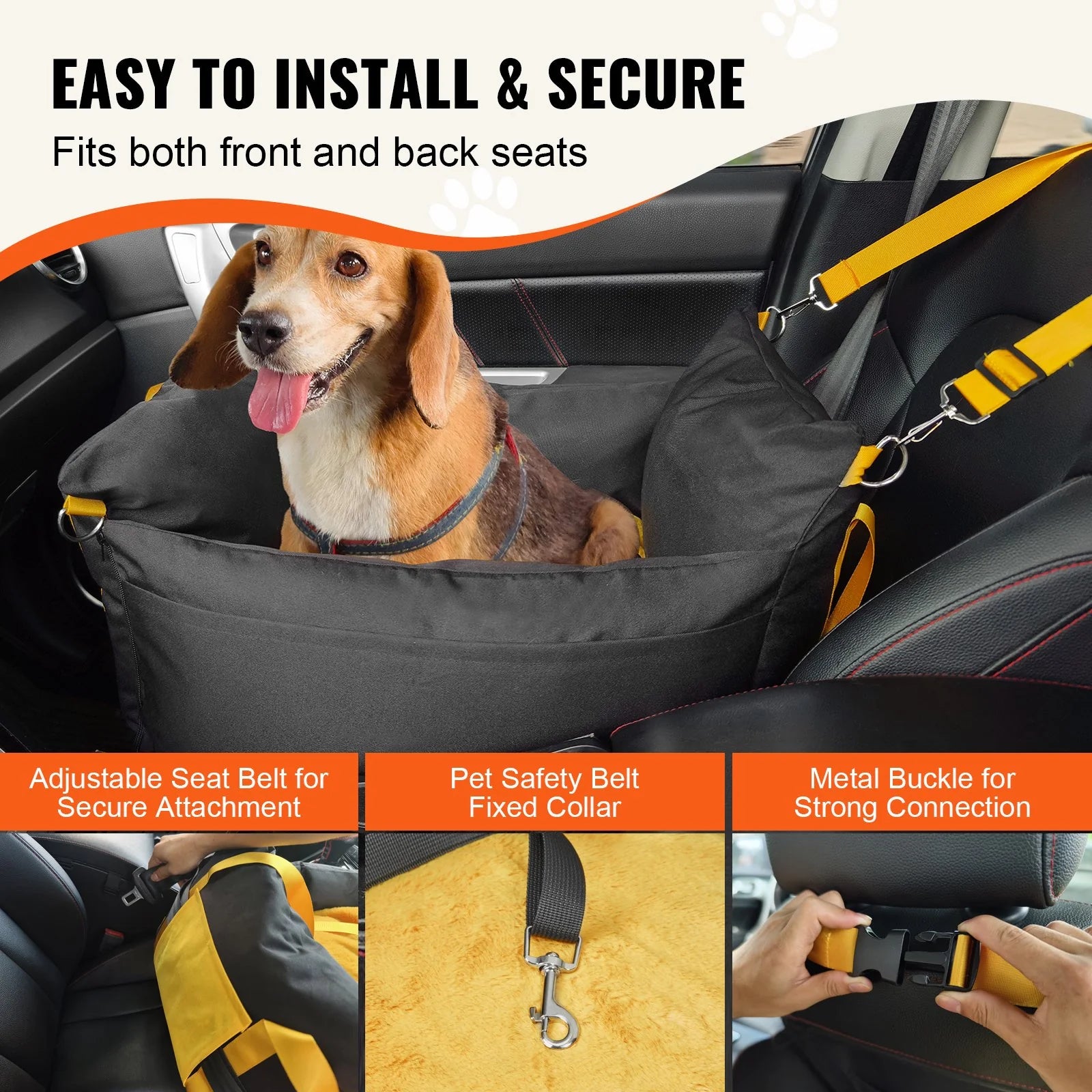 Premium VEVOR Dog Booster Car Seat - Safe & Comfortable Pet Seat for Small Dogs Up to 25lbs - Stylish Black Design