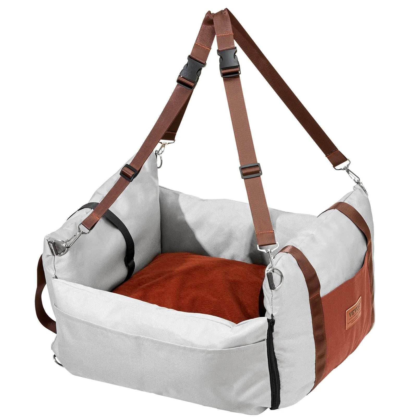 VEVOR Compact Dog Booster Car Seat - Safe & Cozy Pet Seat for Small Dogs up to 25 lbs - Gray