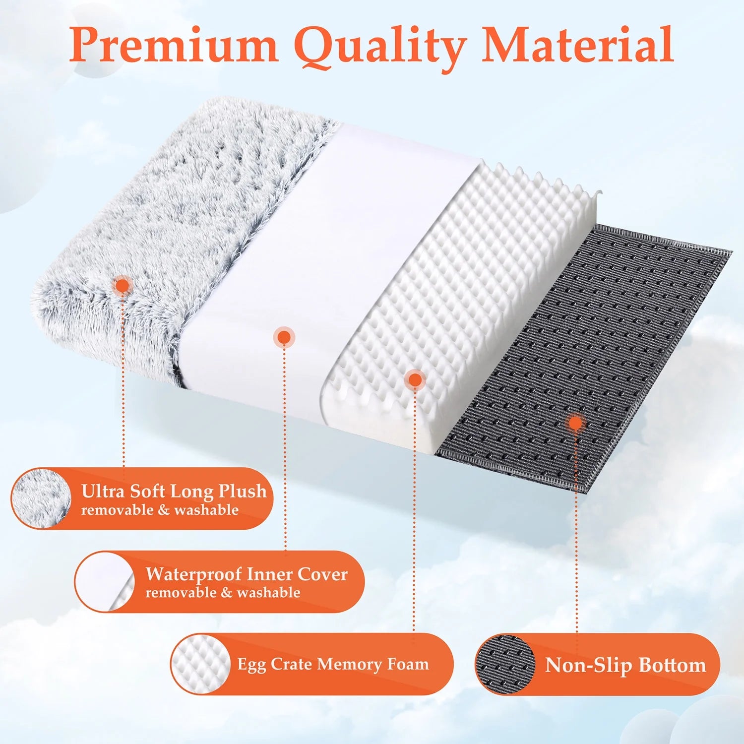 Cozy Orthopedic Dog Bed for Large and Medium Dogs - Washable Memory Foam Egg Crate Design, 36"x28", Plush and Calming, Gray