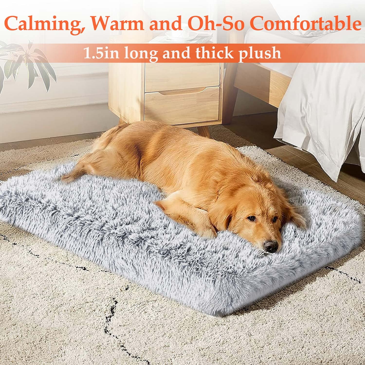 Cozy Orthopedic Dog Bed for Large and Medium Dogs - Washable Memory Foam Egg Crate Design, 36"x28", Plush and Calming, Gray